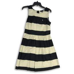 The Limited Womens Black White Striped Sleeveless Back Zip A-Line Dress Size 6