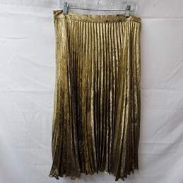 Banana Republic Gold Pleated Long Skirt Size 12
