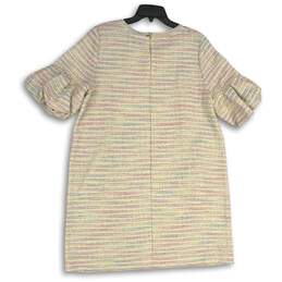 NWT Womens Multicolor Striped Tweed Bell Sleeve Back Zip Shift Dress Size XLP alternative image