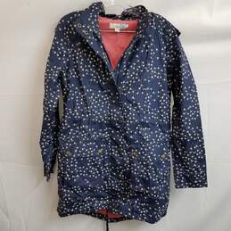 Blue and white flower print mid length jacket women's 6