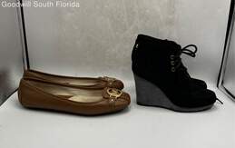Michael Kors Womens Brown Flat Shoes & Black Wedge Heel Boots Size 8.5 & 5 alternative image