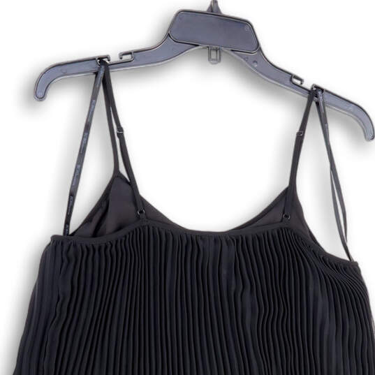 Womens Black Pleated Sleeveless Spaghetti Strap Tiered Mini Dress Size S image number 4