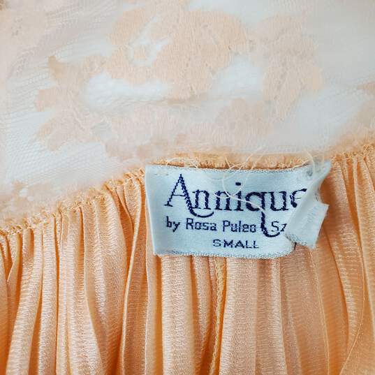 VTG Annique By Rosa Puleo WM's Peach Lace Chiffon Maxi Strap Dress Size SM image number 3