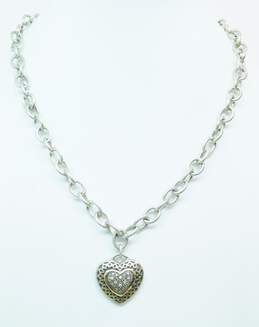 Town & Country 925 Sterling Silver & 14K Yellow Gold Diamond Accent Heart Pendant Necklace 43.8g