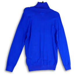 Womens Blue Turtleneck Long Sleeve Tight-Knit Pullover Sweater Size Large alternative image