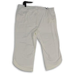 NWT Womens White Flat Front Elastic Waist Capri Pants Size 3 alternative image