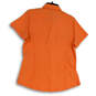 Womens Orange Spread Collar Short Sleeve Button-Up Shirt Size Large image number 4