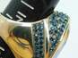 Akkad Goldtone Blue Rainbow & Clear Crystals Oval & Rectangle Chunky Statement Rings 43g image number 2