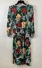 LOFT Green Floral Print Casual Dress - Size Small image number 2
