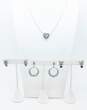 Romantic Sterling Silver Marcasite Necklaces & Blue CZ Earrings 21.9g image number 1