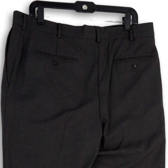 Mens Gray Flat Front Slash Pocket Formal Straight Leg Dress Pants Size 37 image number 4