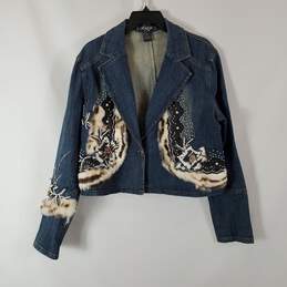 Angfu Women's Blue Denim Jacket SZ XL