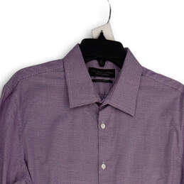 NWT Mens Purple Check Collared Button Front Dress Shirt Size 16.5 32/33