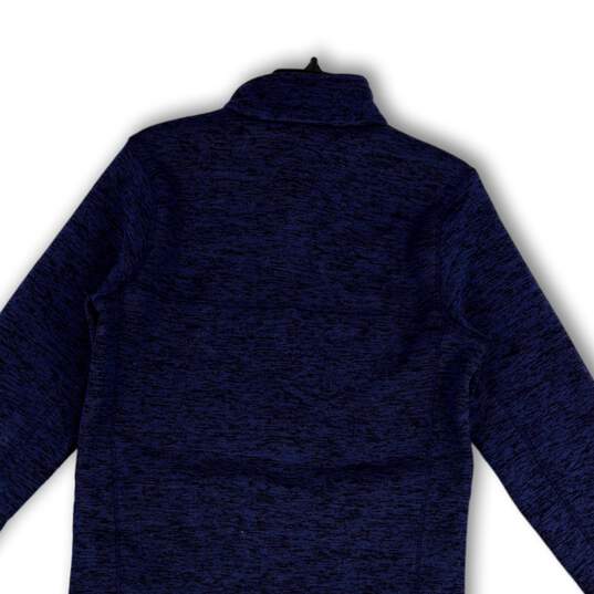 Mens Blue Mock Neck Long Sleeve Pockets Stretch Full-Zip Jacket Size Small image number 4