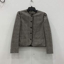Womens Gray Plaid Button-Up Jacket And Skirt Two-Piece Suit Set Size 7/8 alternative image