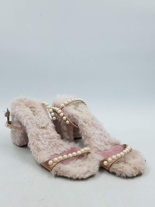 Authentic Miu Miu Pink Shearling Strappy Sandal W 7 image number 3