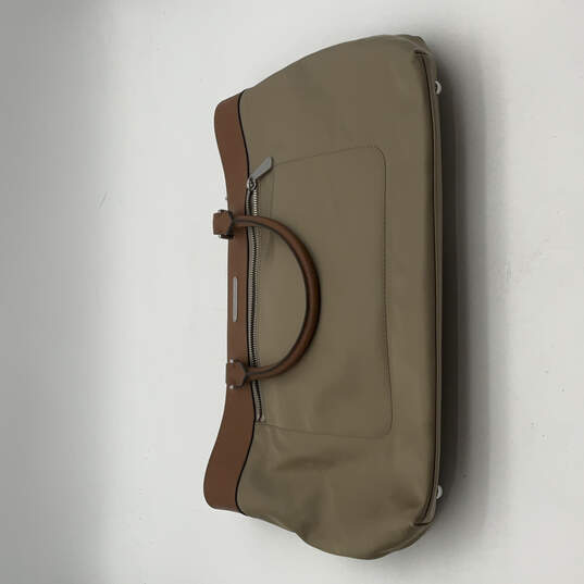 Womens Gray Brown Leather Double Top Handle Inner Zip Pocket Handbag image number 1