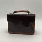 Womens Brown Leather Inner Pockets Snap Bag Charm Top Handle Briefcase Bag image number 2