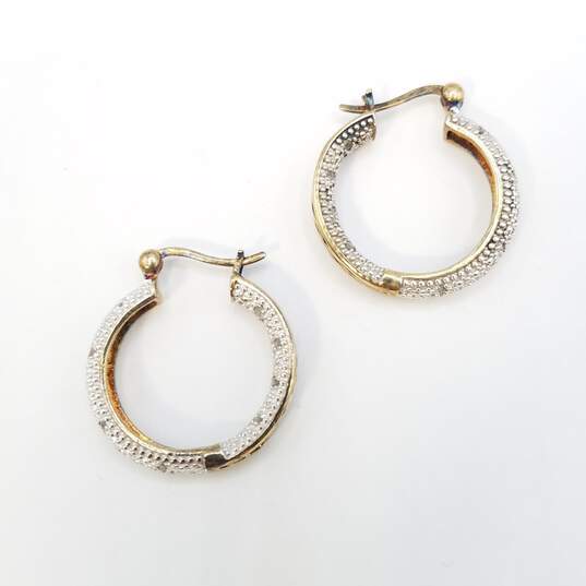 Sterling Silver Diamond Hoop Earrings 9.4g image number 5