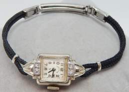 Vintage Lady Elgin 14K White Gold 0.06 CTTW Diamond Case 19 Jewels Watch 11.6g