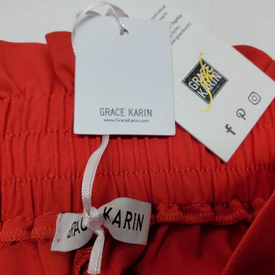 Grace Karin Red Bow Tie Elastic Waste Pants Women's Medium NWT image number 4