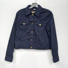 Michael Kors Women's Navy Blue Denim Crop Jacket Size M NWT
