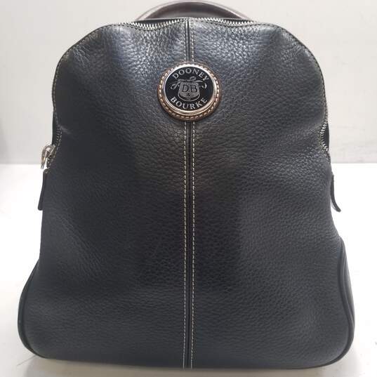 Dooney & Bourke Black Pebbled Leather Zip Pod Rucksack Backpack Bag image number 1