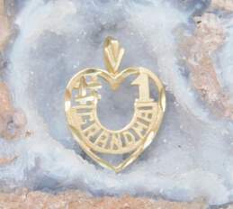 14K Gold Spinel Accent Number 1 Grandma Etched Heart & Mom Pendants Variety 1.6g alternative image