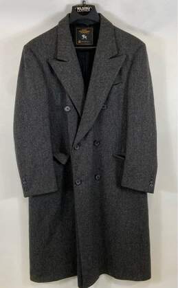 Hart Schaffner Marx Mens Gray Long Sleeve Double Breasted Overcoat Size 41R