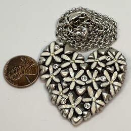 Designer Brighton Silver-Tone Rhinestone Flower Heart Pendant Necklace alternative image