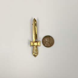 Designer Kirks Folly Gold-Tone Engraved Rhinestone Sword Brooch Pin alternative image