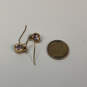Designer Swarovski Gold-Tone Purple Crystal Cut Stone Classic Drop Earrings image number 2