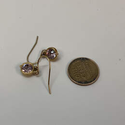 Designer Swarovski Gold-Tone Purple Crystal Cut Stone Classic Drop Earrings alternative image