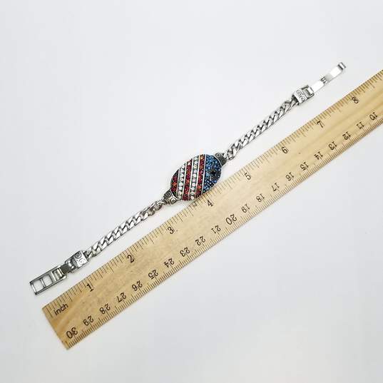 Brighton Silver Tone Crystals Red White And Blue I ♥ America 8" Bracelet 26.4g image number 3