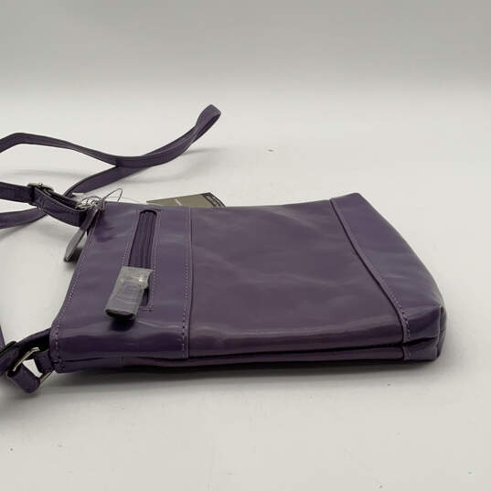 NWT Womens Purple Leather Outer Zip Pocket Adjustable Strap Crossbody Bag image number 4