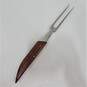 Vtg ROBESON Shur-Edge Frozen Heat Carving Knife Fork Set W/Wood Holder image number 7