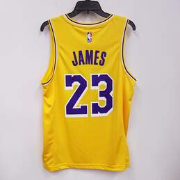 Mens Yellow Los Angeles Lakers LeBron James #23 NBA Basketball Jersey Size S alternative image