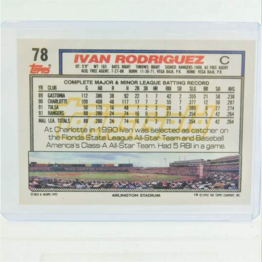 1992 HOF Ivan Rodriguez Topps Gold Winner All-Star Rookie Texas Rangers image number 3