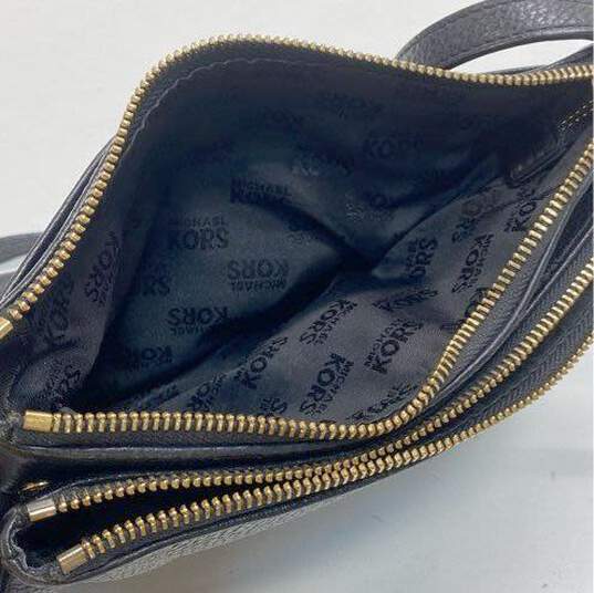 Michael Kors Leather Kelly Double Zipper Crossbody Black image number 4