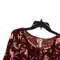 Womens Red Floral Flared Sleeve Round Neck Pullover Fit & Flare Dress Sz XS image number 3