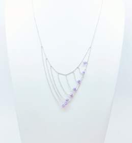 14K White Gold Purple Crystal Draped Necklace 7.2g
