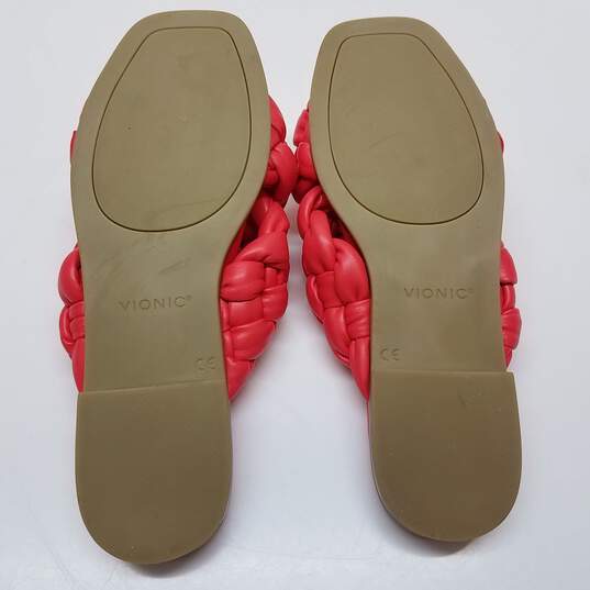 Vionic Kalina Women's Braided Strappy Poppy Red Slide Sandals Size 9.5 image number 5