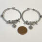 Designer Juicy Couture Silver-Tone Clear Crystals Heart Charm Hoop Earrings image number 3