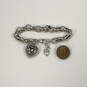Designer Brighton Silver-Tone Plated Fancy Bib Heart Charm Chain Bracelet image number 4