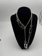 Womens Silver Tone Linked Cable Chain Geometric Style Layered Necklace 54g image number 1