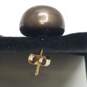 14K Gold Dark FW Button Pearl Post Stud Earrings 3.0g image number 4
