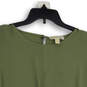 Womens Green Round Neck Short Sleeve Back Keyhole Blouse Top Size Large image number 3