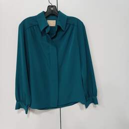 Vintage Pendleton Women's Teal Green Blouse Size 10