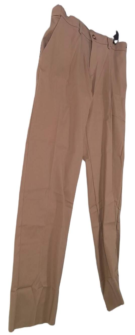 NWT Mens Khaki Flat Front Pocket Formal Dress Pants image number 2