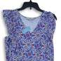 NWT Loft Womens Blue Floral V-Neck Sleeveless A-Line Dress Size LP image number 3